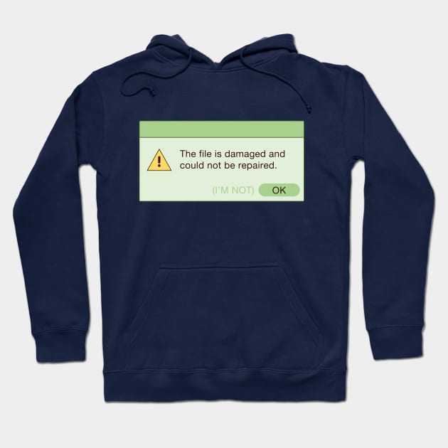 Damaged File Error Notification (Green) Hoodie by lexa-png